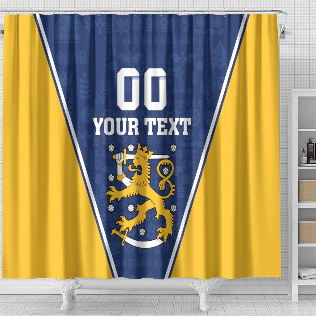 Custom Finland Lion Shower Curtain Finnish Folk Patterns LT18