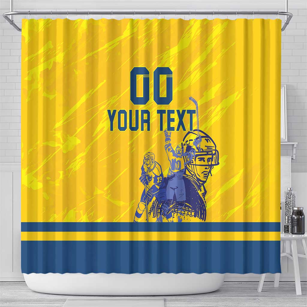 Custom Sweden Hockey Shower Curtain Tre Kronor Go Champions LT18