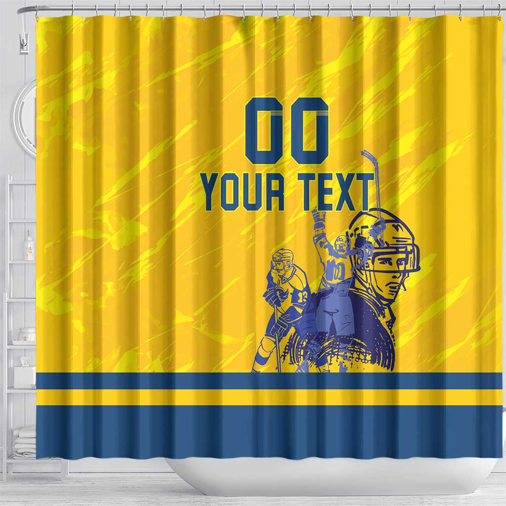 Custom Sweden Hockey Shower Curtain Tre Kronor Go Champions LT18