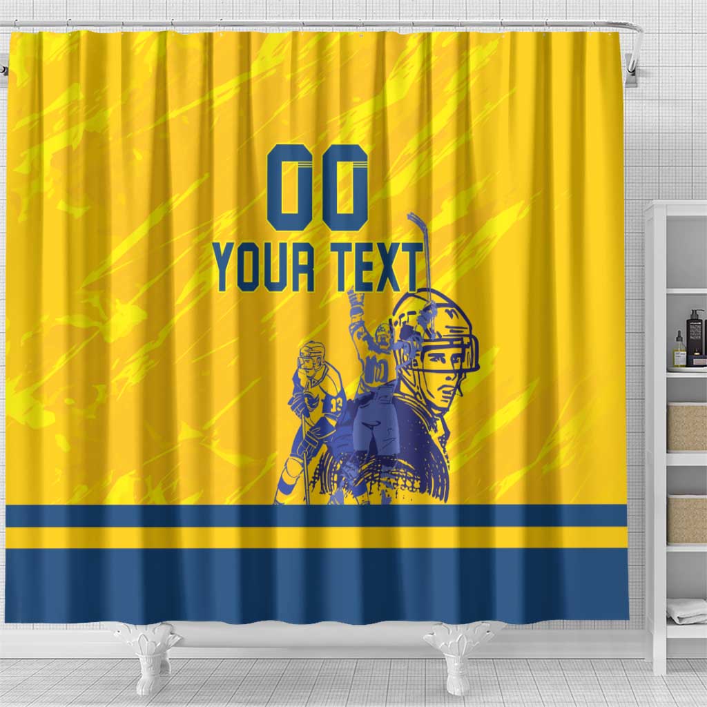Custom Sweden Hockey Shower Curtain Tre Kronor Go Champions LT18