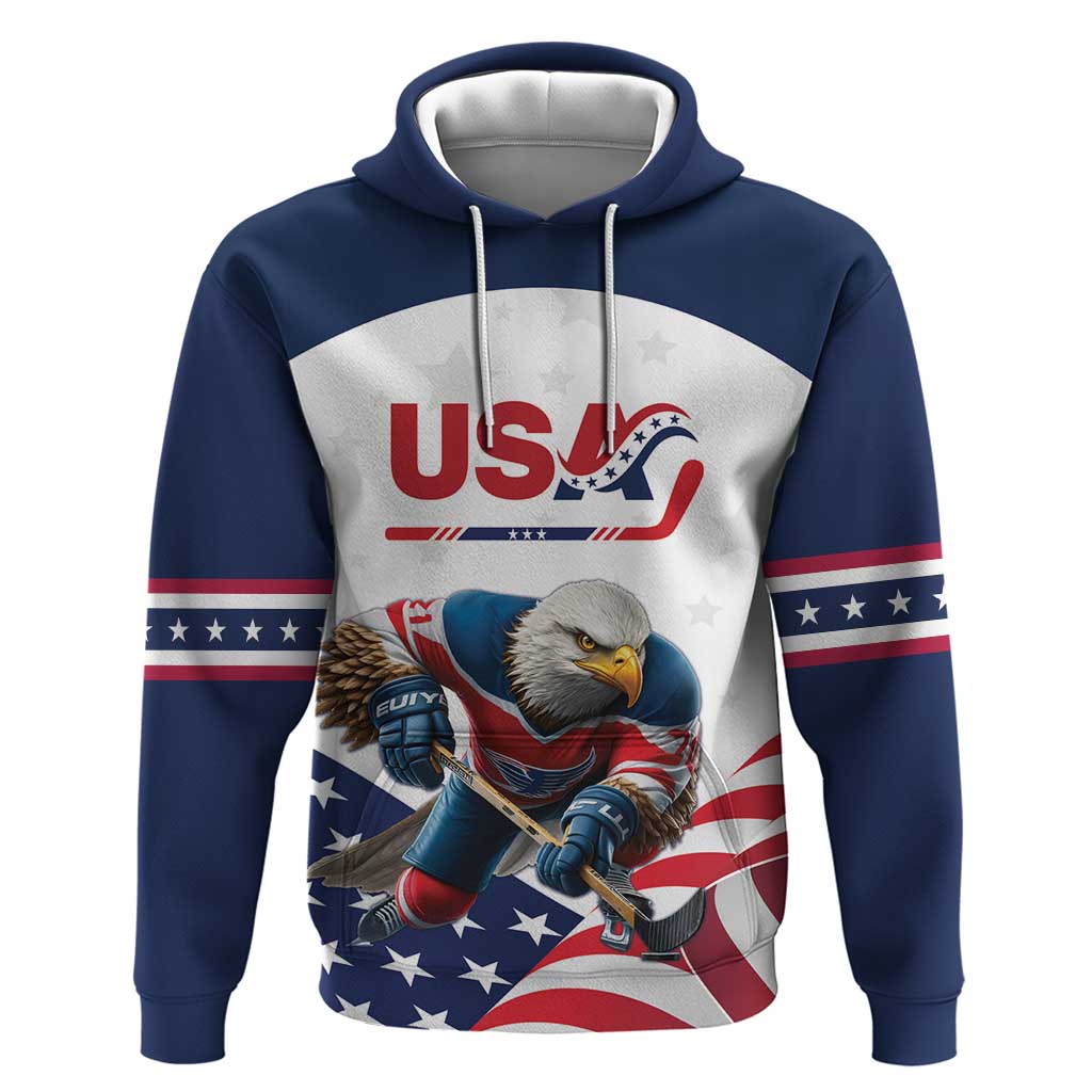 Custom USA Ice Hockey Hoodie Team United States Eagle Mascot LT18