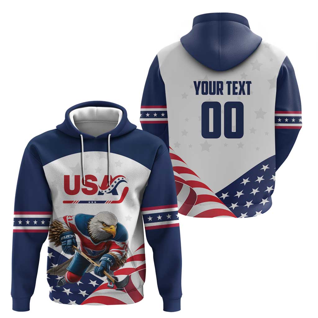 Custom USA Ice Hockey Hoodie Team United States Eagle Mascot LT18