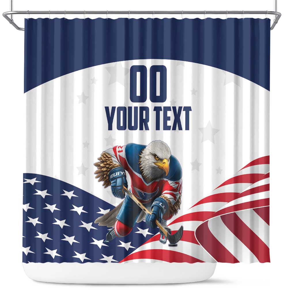 Custom USA Ice Hockey Shower Curtain Team United States Eagle Mascot LT18