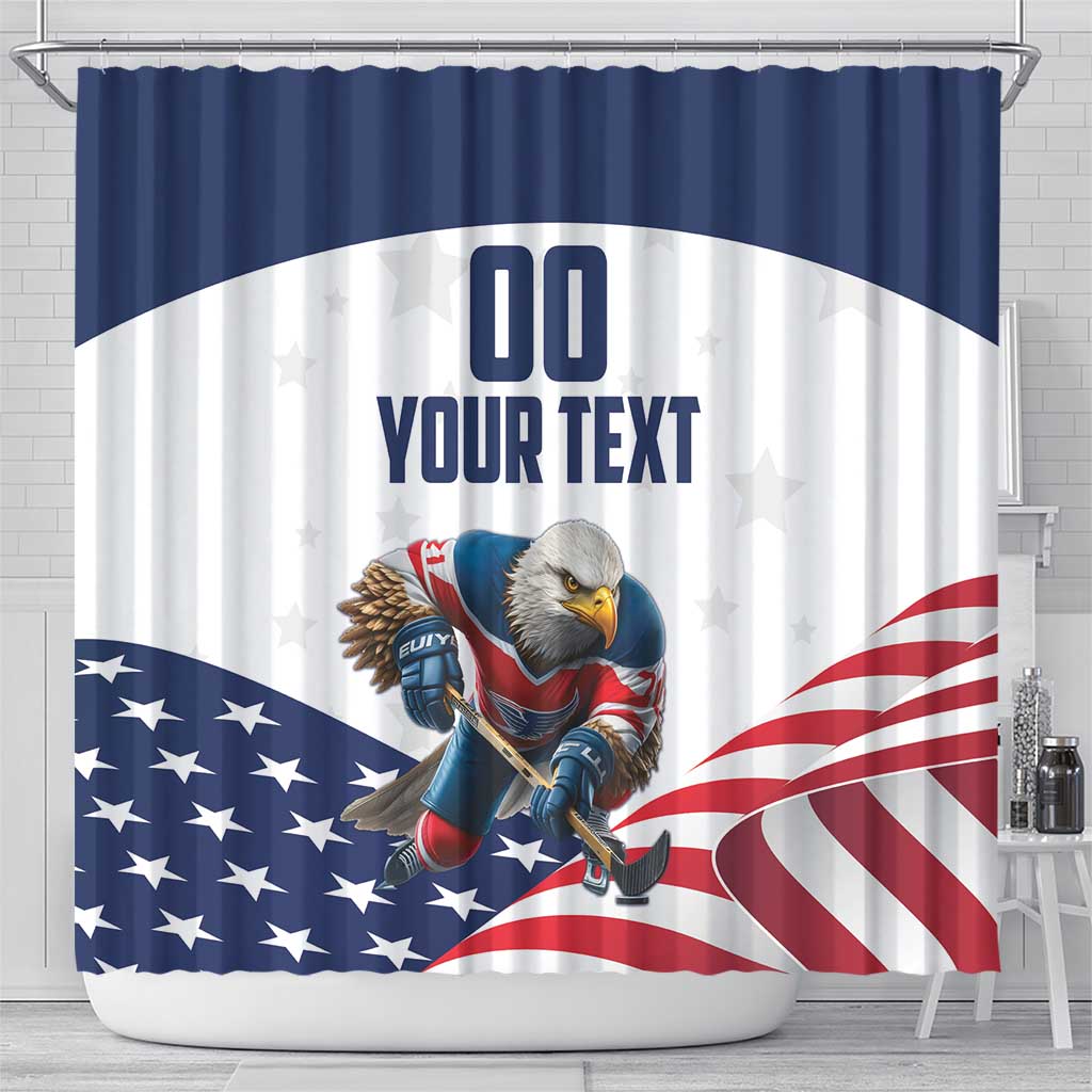 Custom USA Ice Hockey Shower Curtain Team United States Eagle Mascot LT18