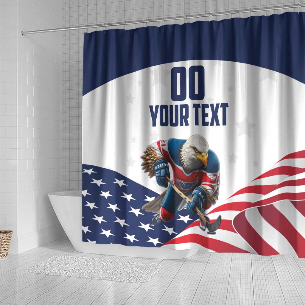 Custom USA Ice Hockey Shower Curtain Team United States Eagle Mascot LT18