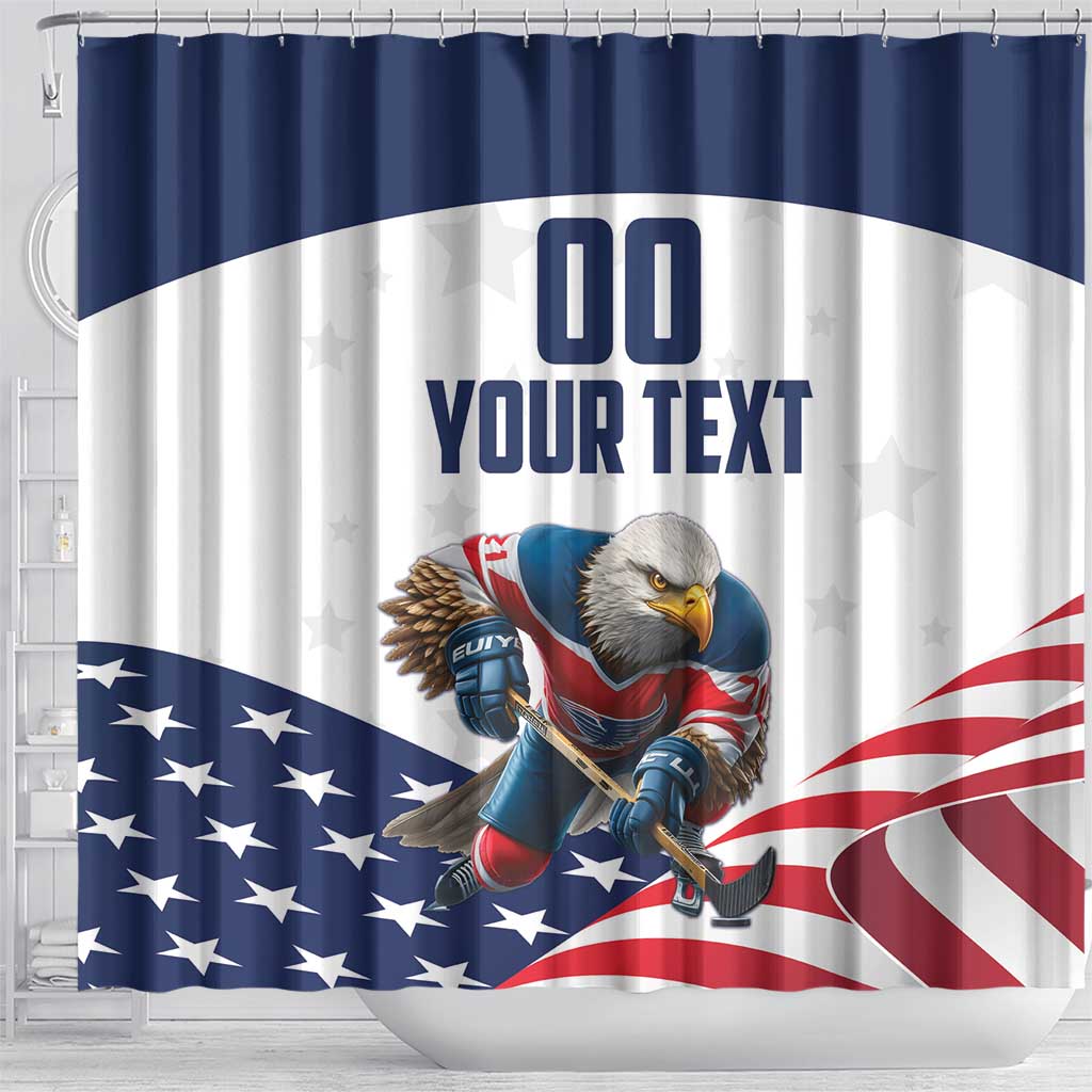 Custom USA Ice Hockey Shower Curtain Team United States Eagle Mascot LT18