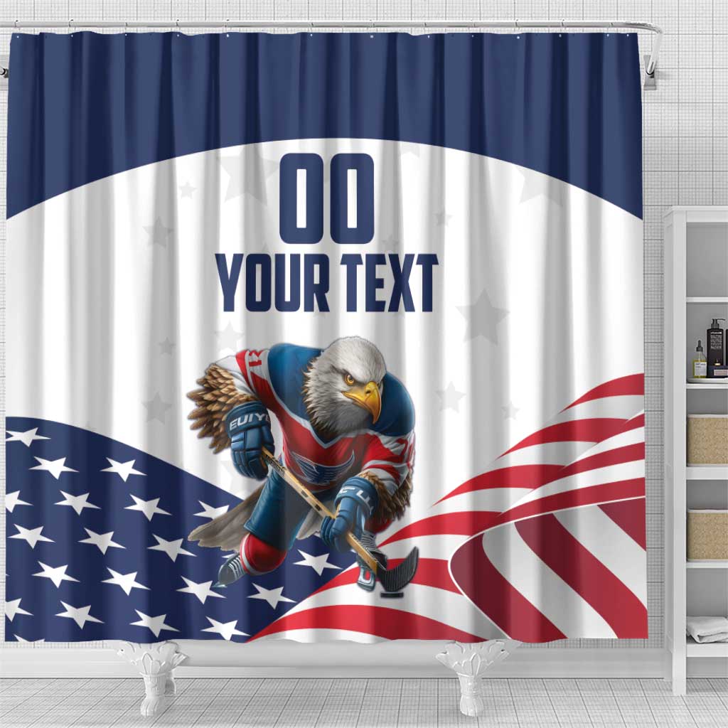Custom USA Ice Hockey Shower Curtain Team United States Eagle Mascot LT18