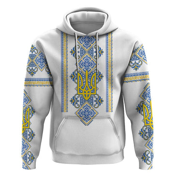 Vyshyvanka Day Hoodie Ukrainian Folk Traditions Pattern White Version LT18