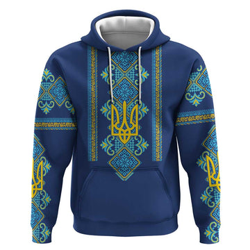 Vyshyvanka Day Hoodie Ukrainian Folk Traditions Pattern Blue Version LT18