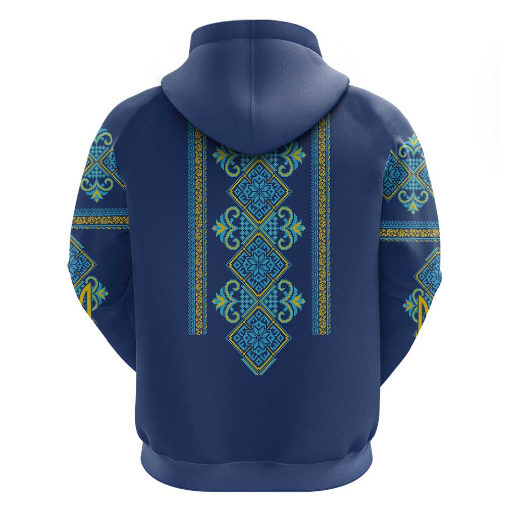 Vyshyvanka Day Hoodie Ukrainian Folk Traditions Pattern Blue Version LT18