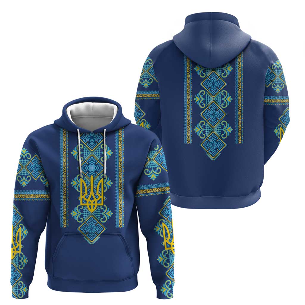 Vyshyvanka Day Hoodie Ukrainian Folk Traditions Pattern Blue Version LT18