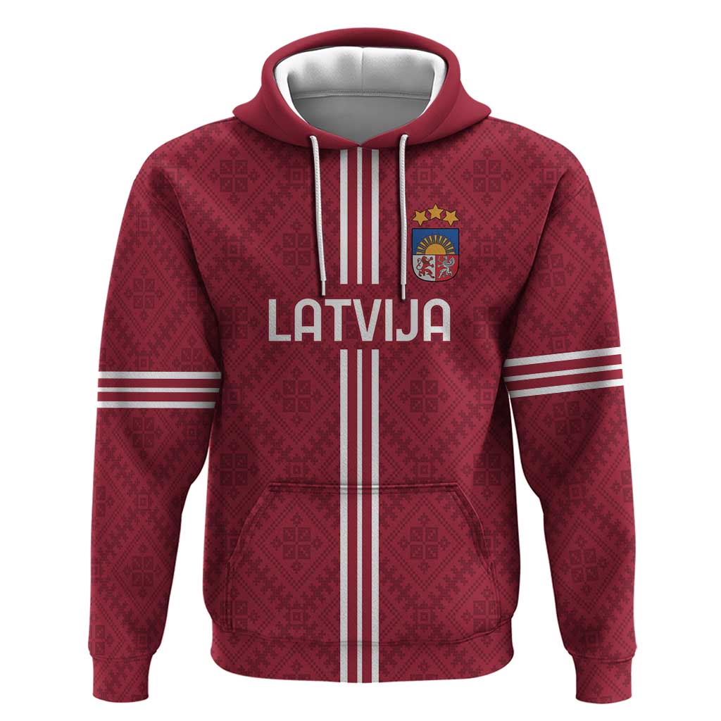 Custom Latvia Football Hoodie Latvijas Go Champion Folk Pattern LT18