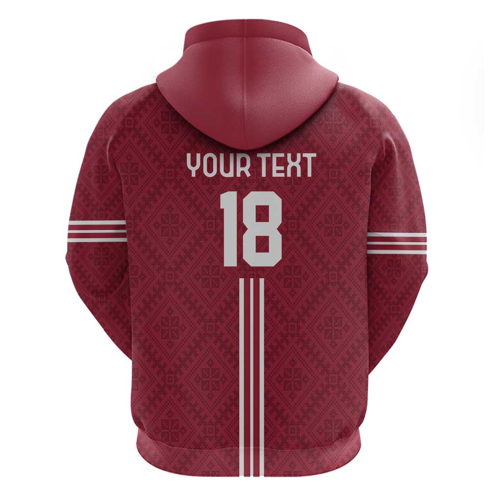 Custom Latvia Football Hoodie Latvijas Go Champion Folk Pattern LT18