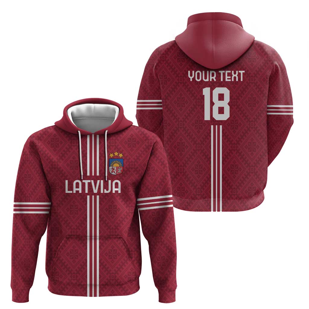 Custom Latvia Football Hoodie Latvijas Go Champion Folk Pattern LT18