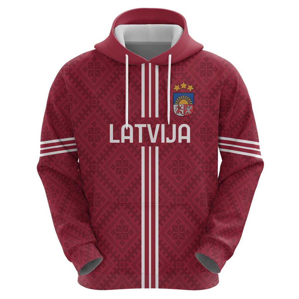 Custom Latvia Football Hoodie Latvijas Go Champion Folk Pattern LT18
