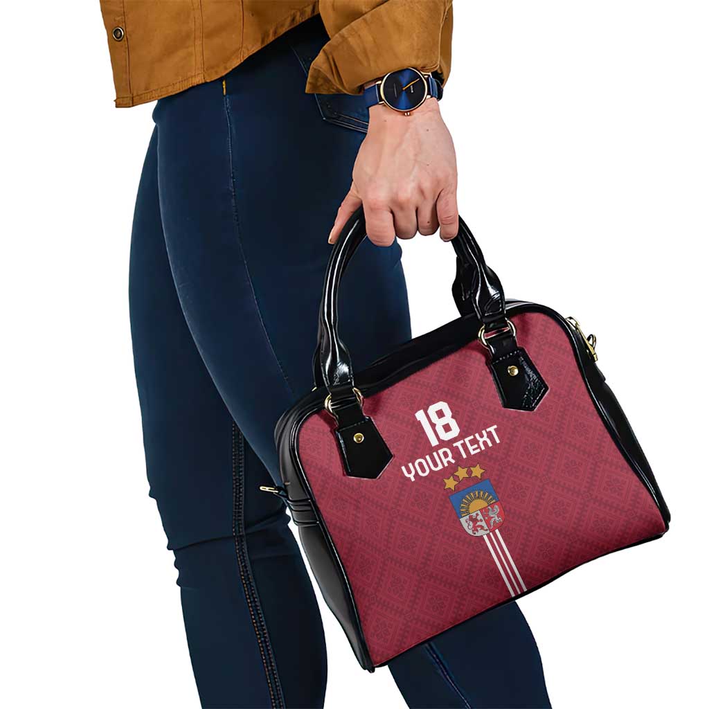 Custom Latvia Football Shoulder Handbag Latvijas Go Champion Folk Pattern LT18