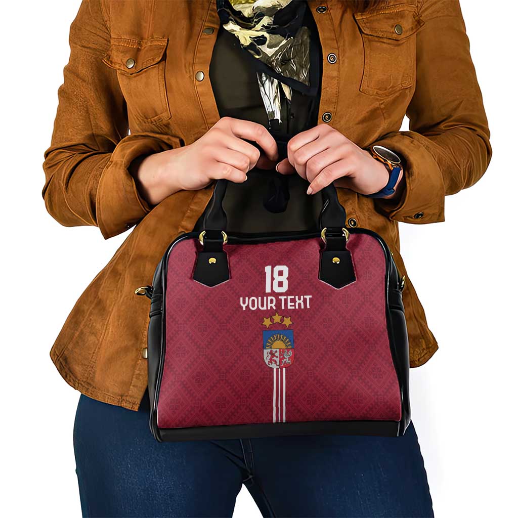Custom Latvia Football Shoulder Handbag Latvijas Go Champion Folk Pattern LT18