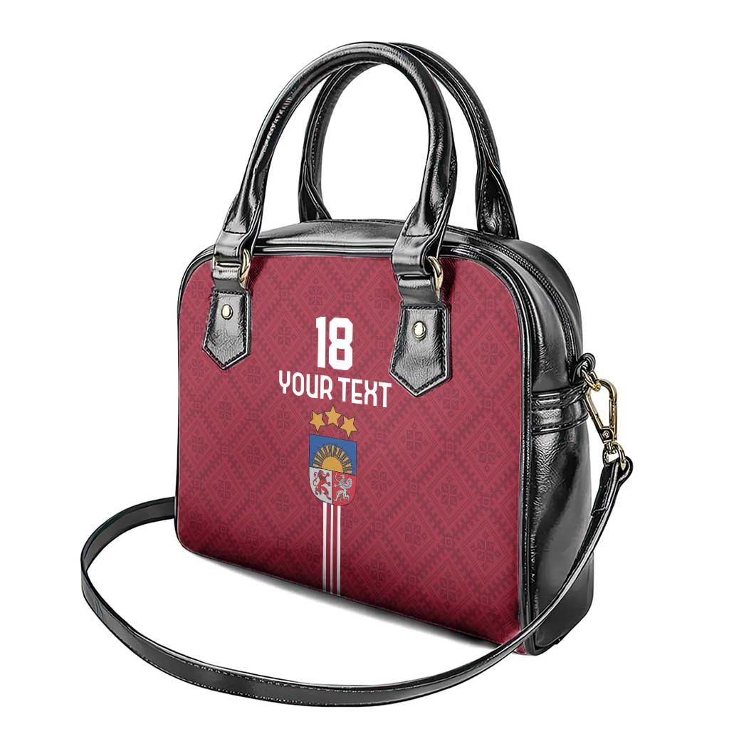 Custom Latvia Football Shoulder Handbag Latvijas Go Champion Folk Pattern LT18