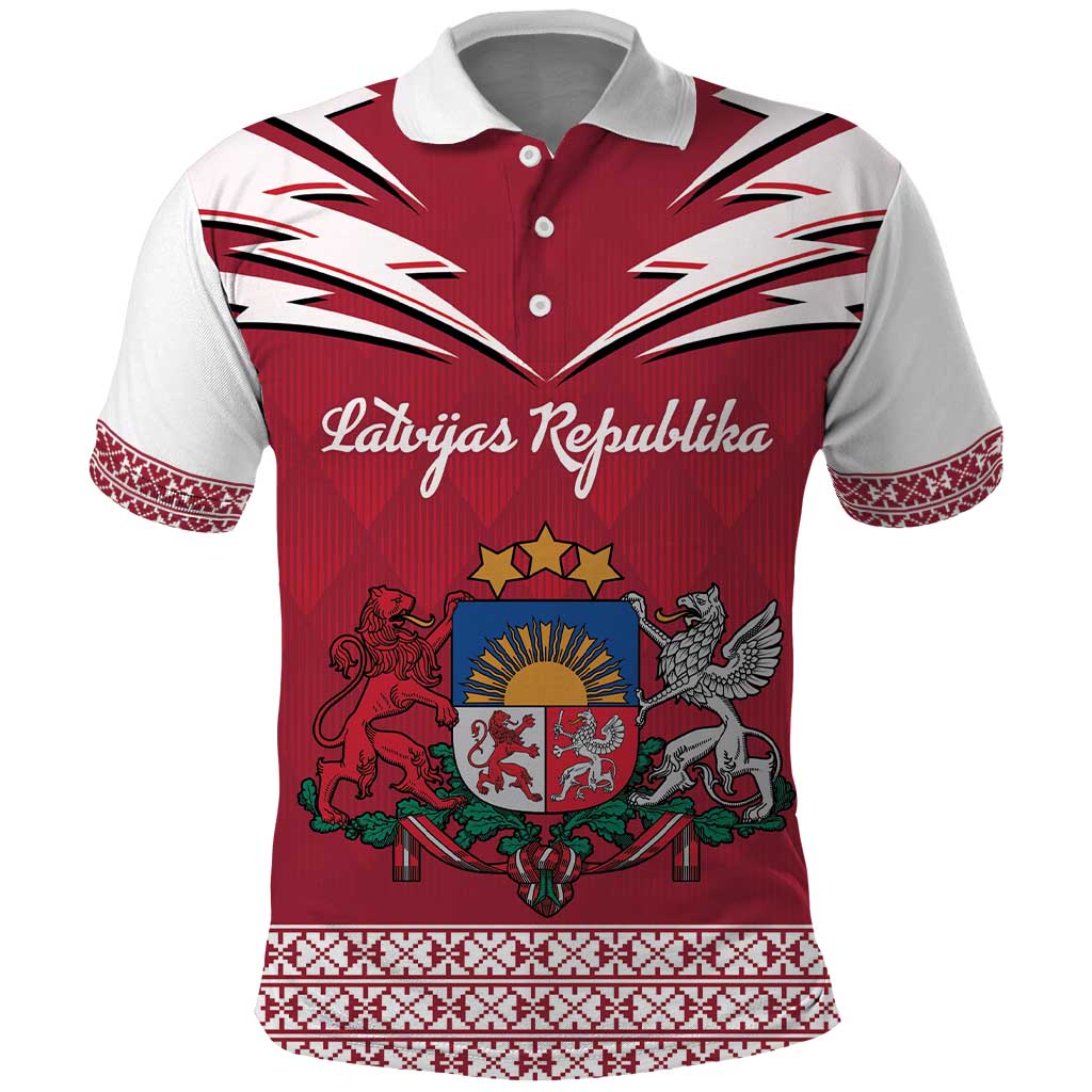 Personalized Latvia Polo Shirt Latvijas Republika Folk Pattern LT18