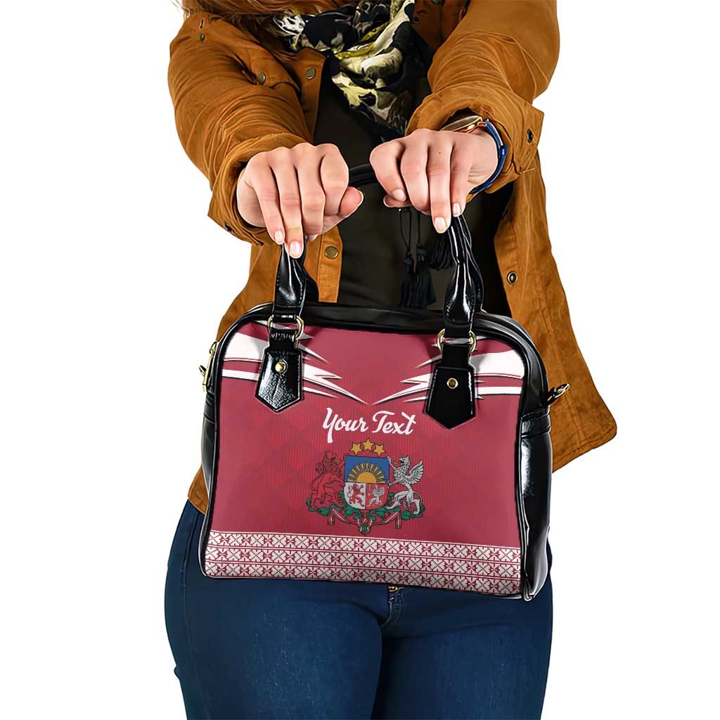 Personalized Latvia Shoulder Handbag Latvijas Republika Folk Pattern LT18
