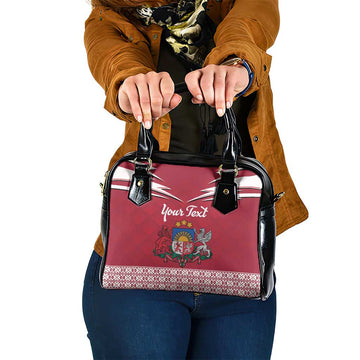 Personalized Latvia Shoulder Handbag Latvijas Republika Folk Pattern LT18