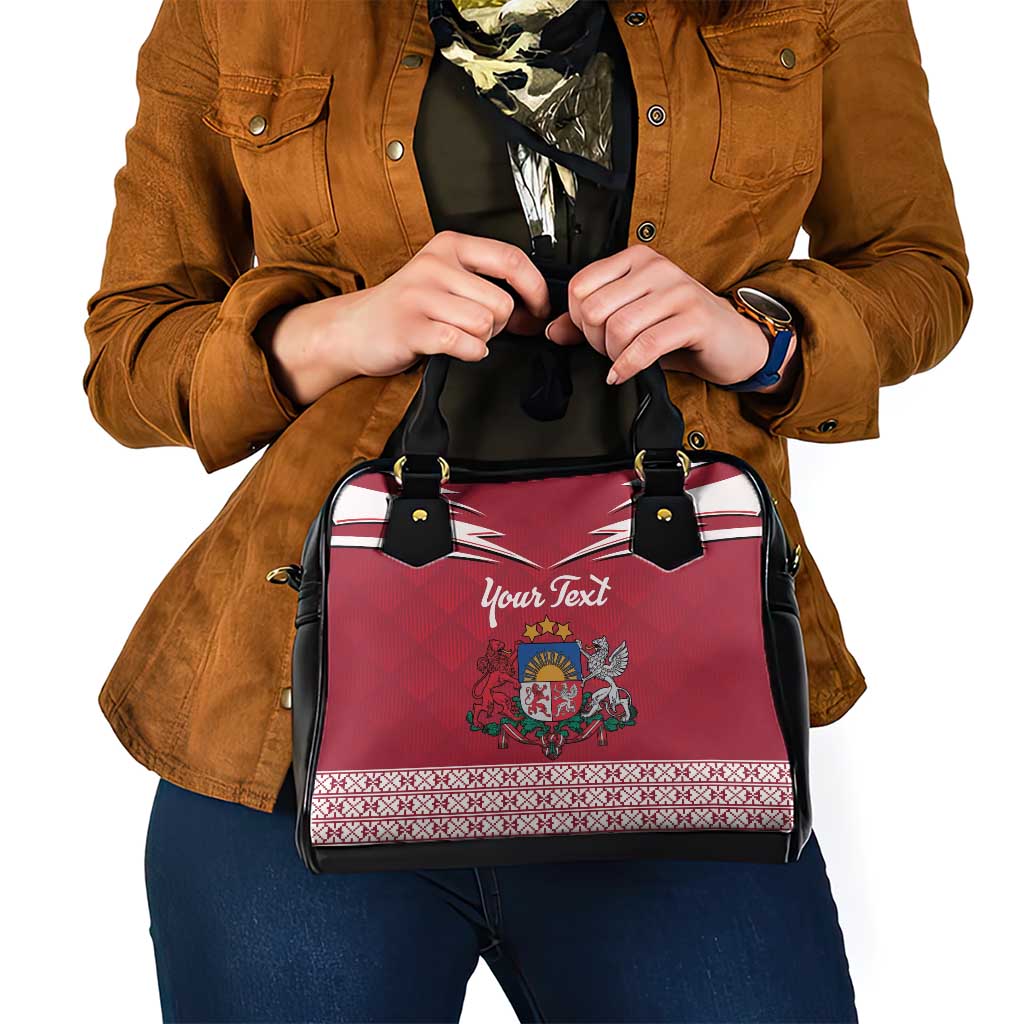 Personalized Latvia Shoulder Handbag Latvijas Republika Folk Pattern LT18