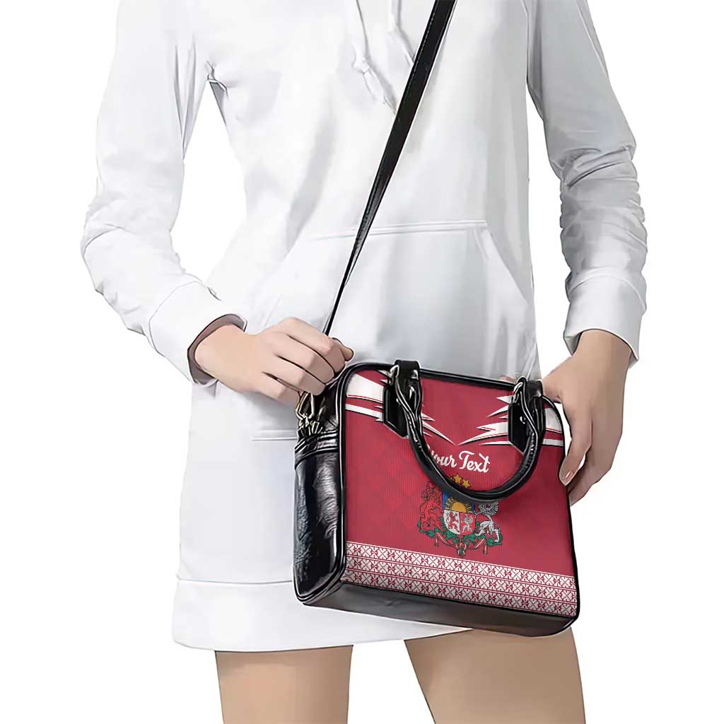 Personalized Latvia Shoulder Handbag Latvijas Republika Folk Pattern LT18