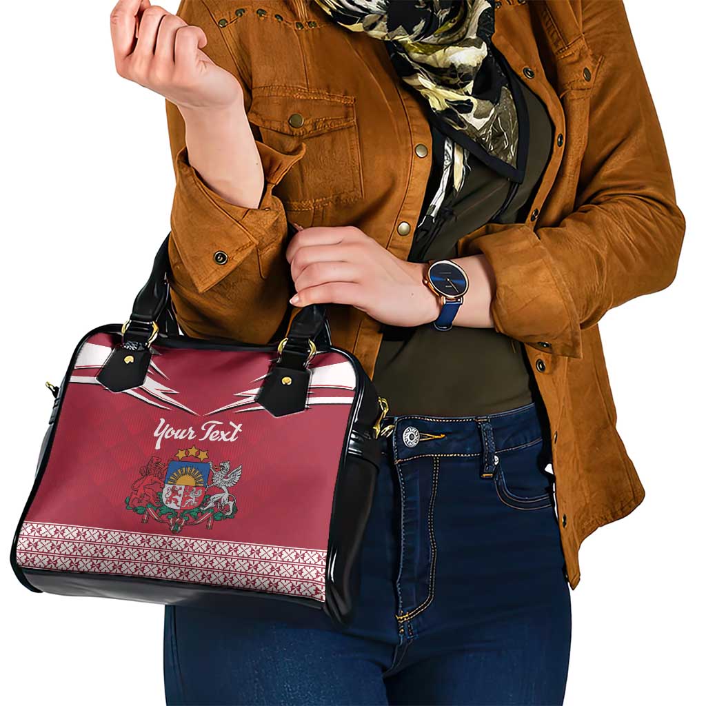 Personalized Latvia Shoulder Handbag Latvijas Republika Folk Pattern LT18