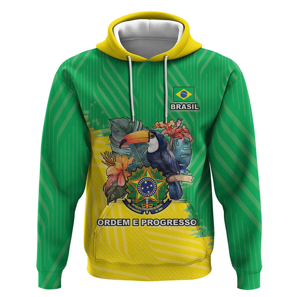 Brazil Coat Of Arms Hoodie With Flag Style LT18