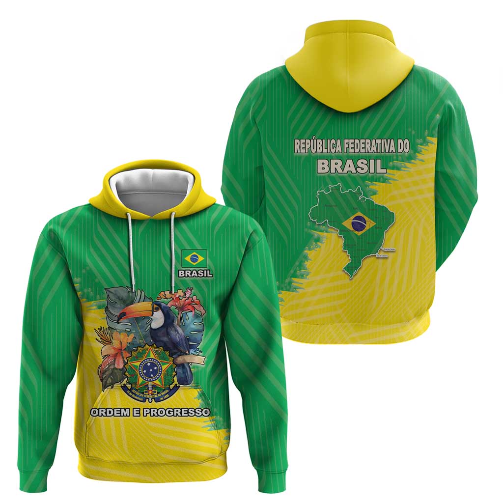 Brazil Coat Of Arms Hoodie With Flag Style LT18