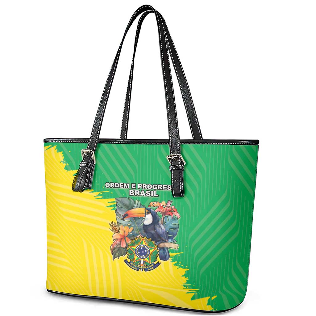 Brazil Coat Of Arms Leather Tote Bag With Flag Style LT18