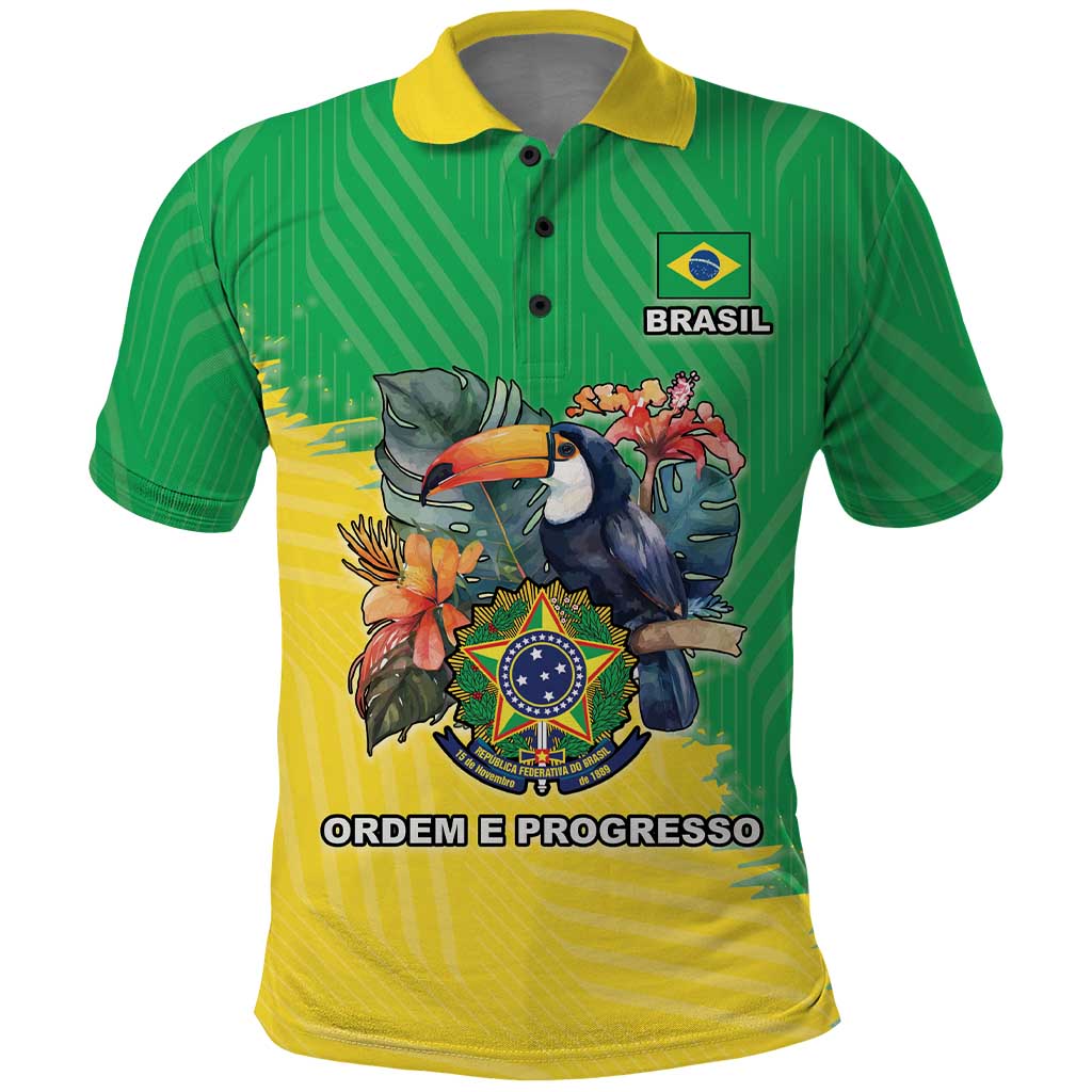Brazil Coat Of Arms Polo Shirt With Flag Style LT18
