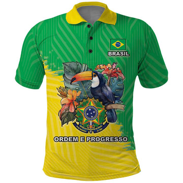 Brazil Coat Of Arms Polo Shirt With Flag Style LT18