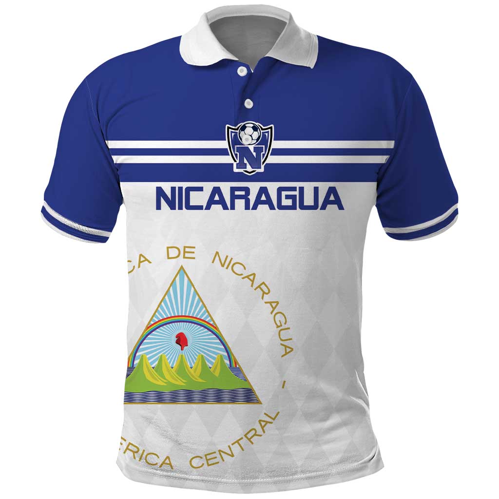 Custom Nicaragua Football Polo Shirt La Azul y Blanco LT18