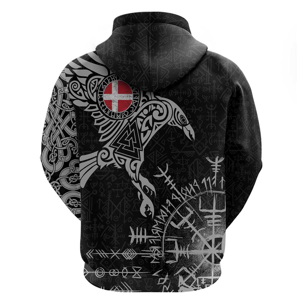 Denmark Viking Ravens Hoodie Vegvisir Runes Pattern LT18