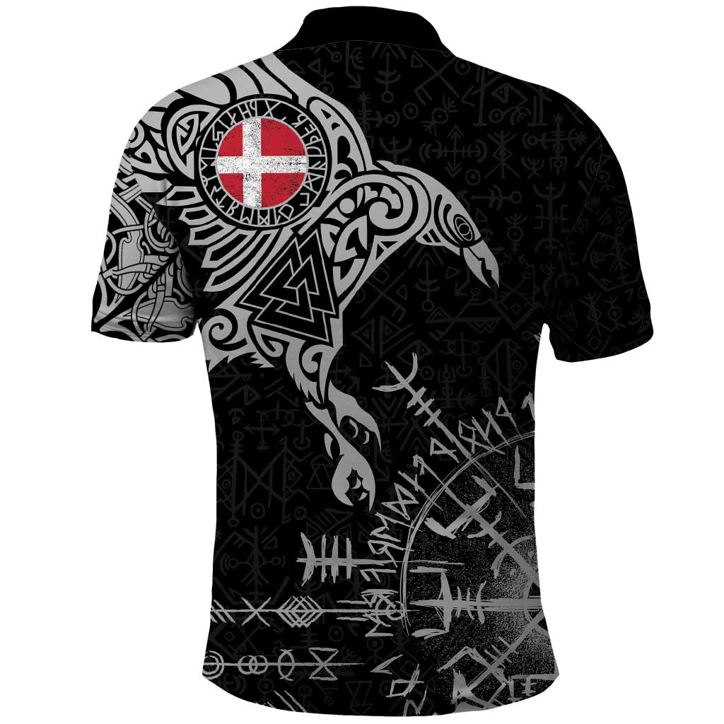 Denmark Viking Ravens Polo Shirt Vegvisir Runes Pattern LT18