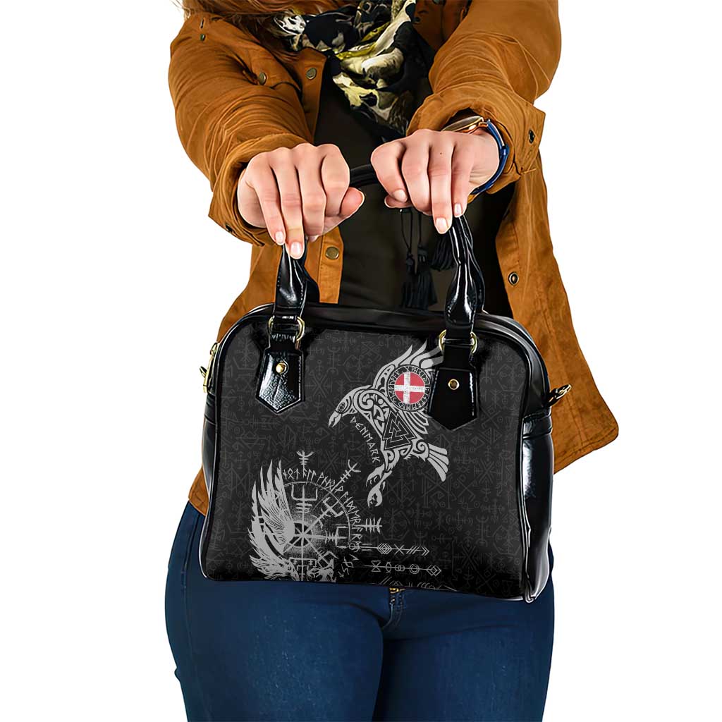 Denmark Viking Ravens Shoulder Handbag Vegvisir Runes Pattern LT18