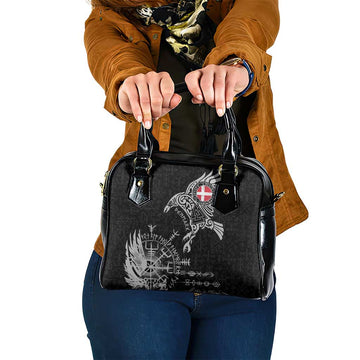 Denmark Viking Ravens Shoulder Handbag Vegvisir Runes Pattern LT18