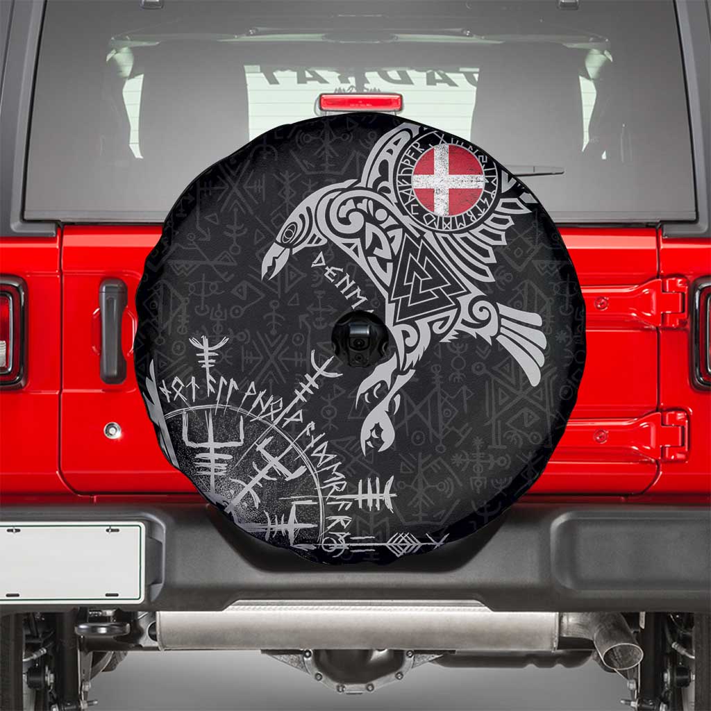 Denmark Viking Ravens Spare Tire Cover Vegvisir Runes Pattern LT18