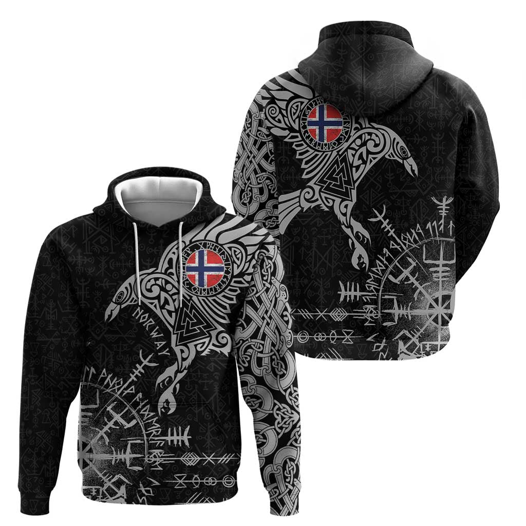 Norway Viking Ravens Hoodie Vegvisir Runes Pattern LT18