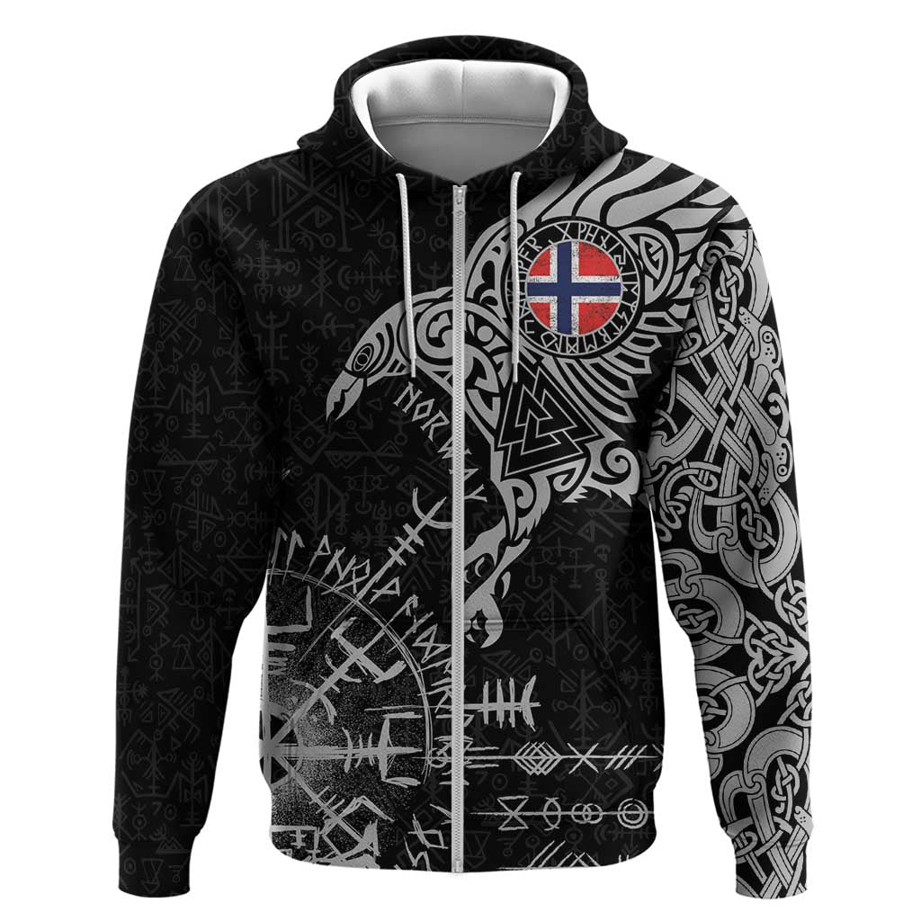 Norway Viking Ravens Hoodie Vegvisir Runes Pattern LT18