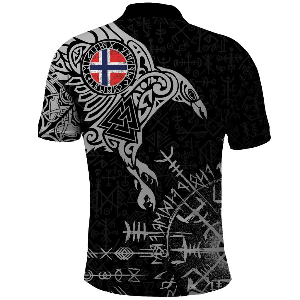 Norway Viking Ravens Polo Shirt Vegvisir Runes Pattern LT18