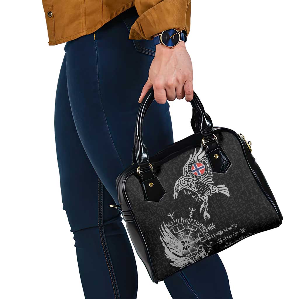 Norway Viking Ravens Shoulder Handbag Vegvisir Runes Pattern LT18