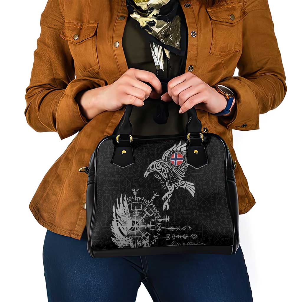 Norway Viking Ravens Shoulder Handbag Vegvisir Runes Pattern LT18