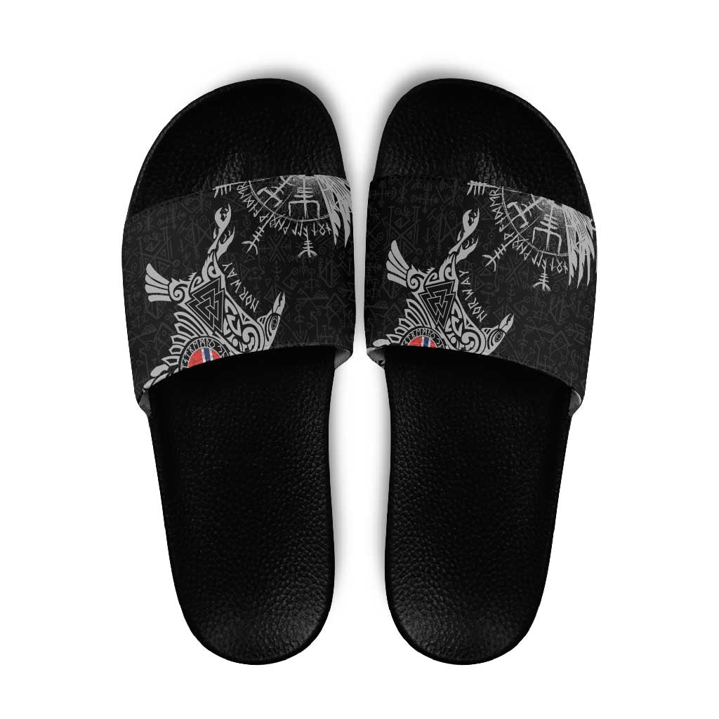 Norway Viking Ravens Slide Sandals Vegvisir Runes Pattern LT18