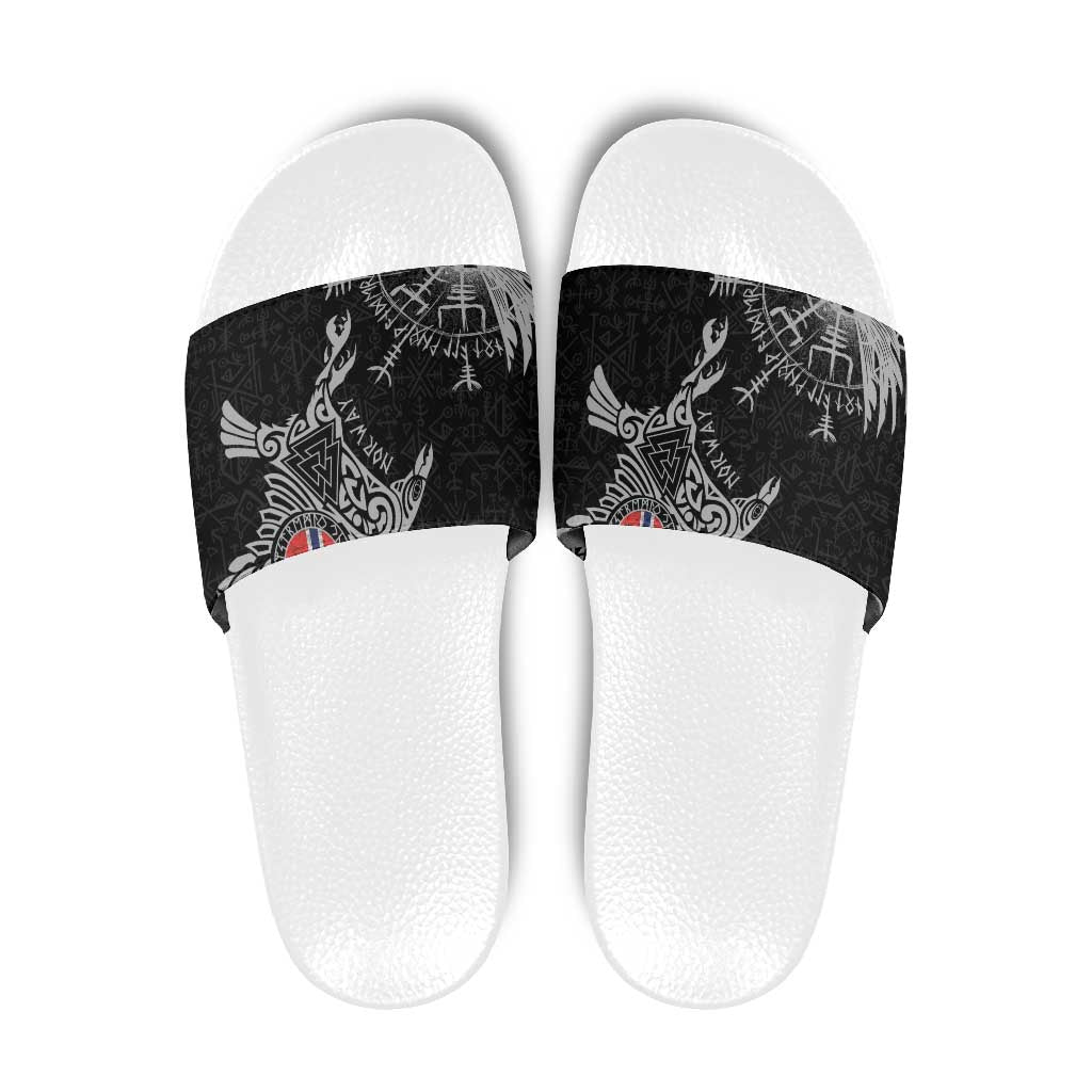 Norway Viking Ravens Slide Sandals Vegvisir Runes Pattern LT18