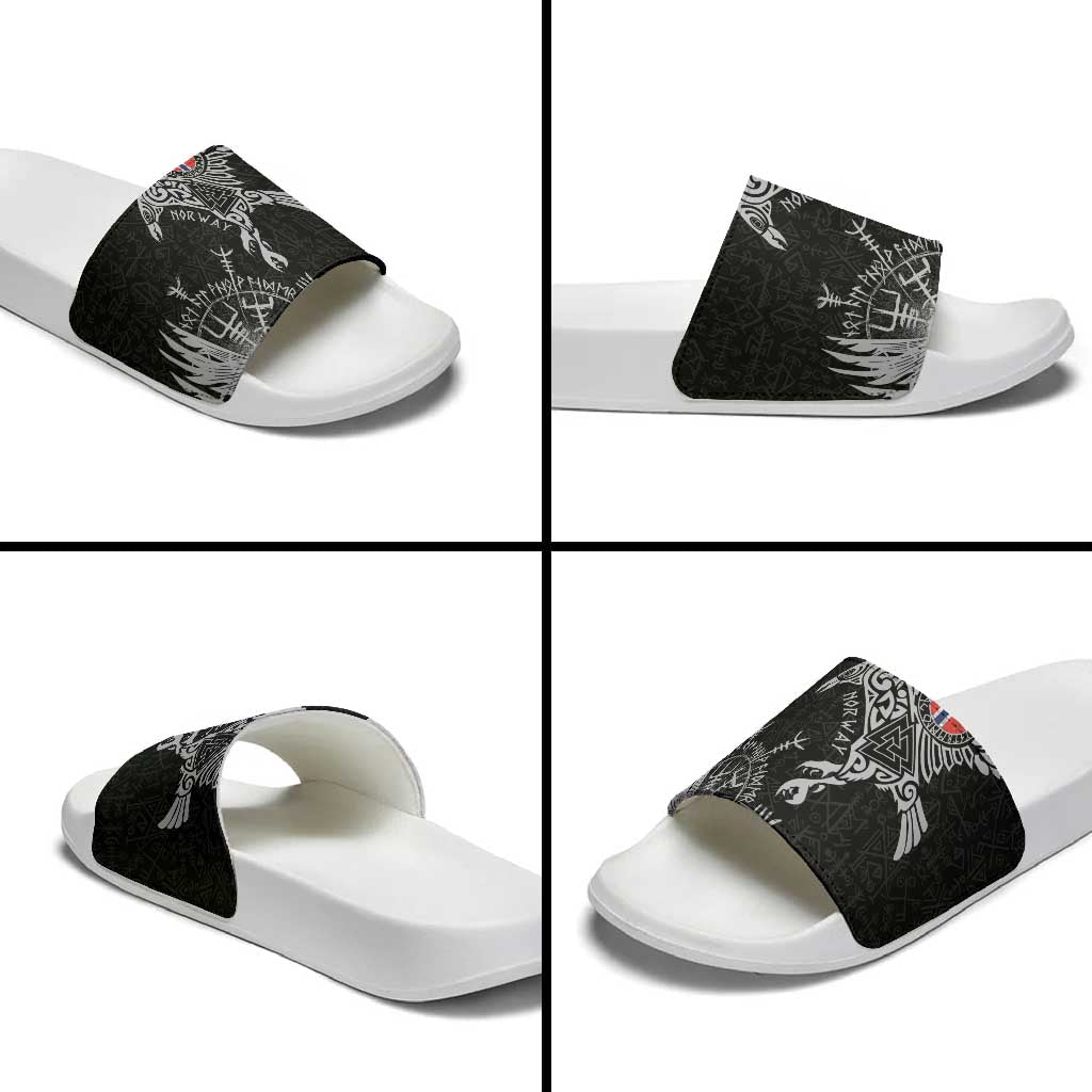 Norway Viking Ravens Slide Sandals Vegvisir Runes Pattern LT18
