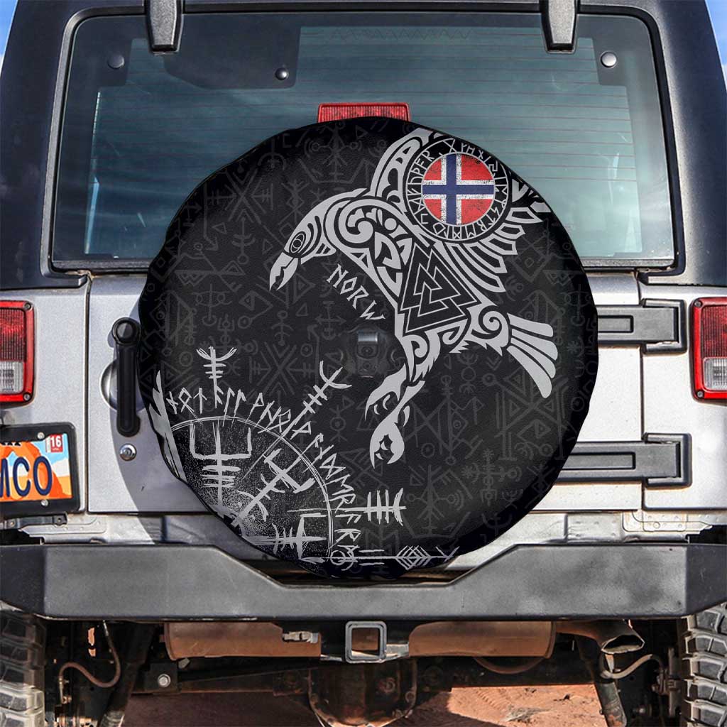 Norway Viking Ravens Spare Tire Cover Vegvisir Runes Pattern LT18