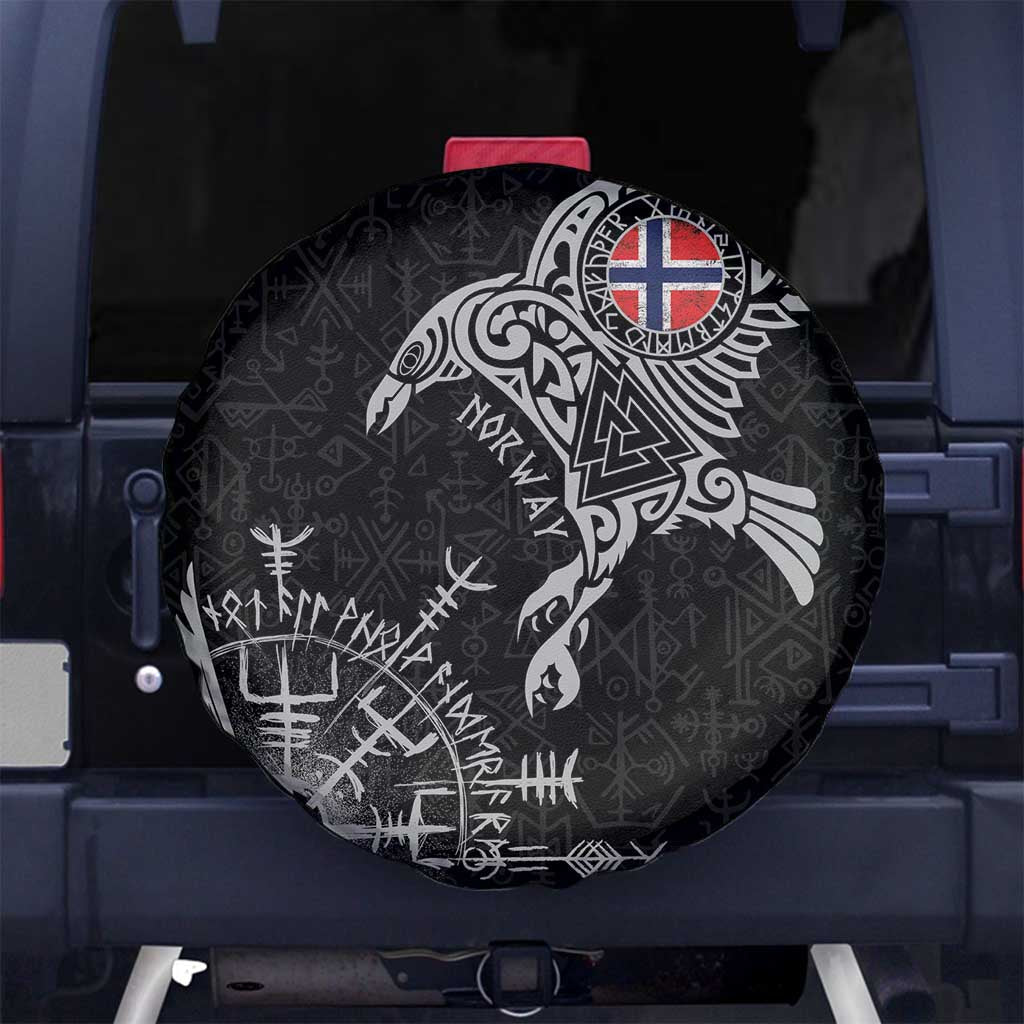 Norway Viking Ravens Spare Tire Cover Vegvisir Runes Pattern LT18