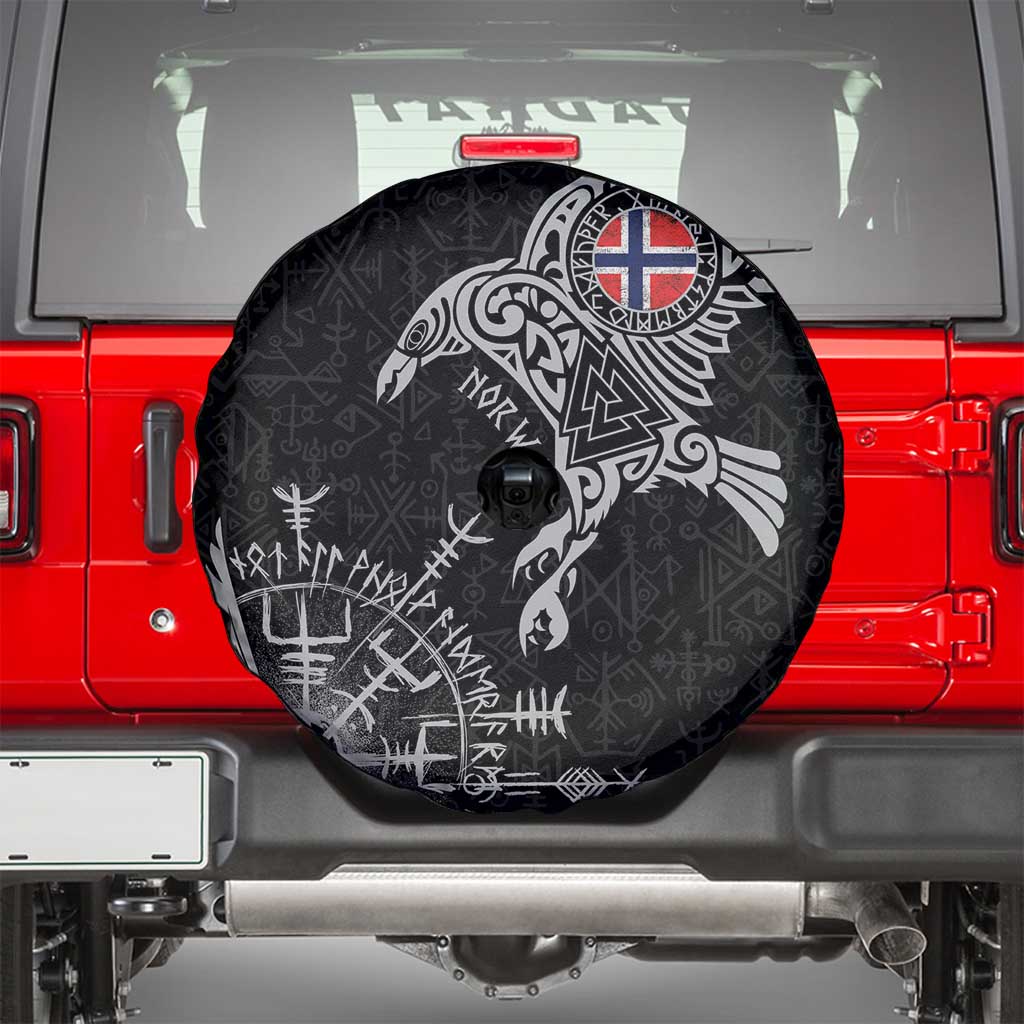 Norway Viking Ravens Spare Tire Cover Vegvisir Runes Pattern LT18